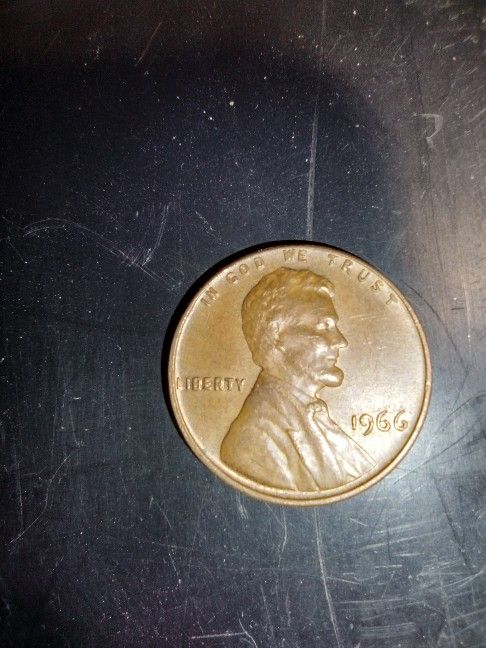 1966 Penny L Error On Rim No Mint Mark Excellent Condition