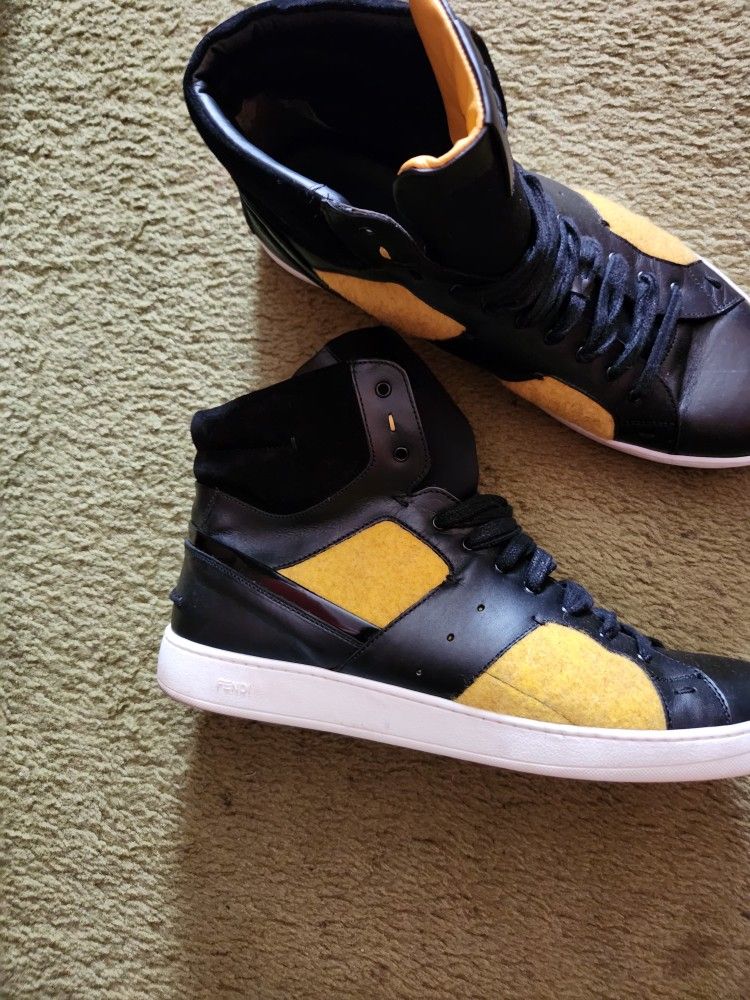  Fendi Black Yellow  Sneakers 