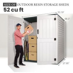 4 x 2 ft Storage Shed. 5.6ft height. Resin for Outdoor Patio Tools Organizer