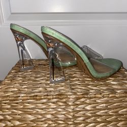 Size 10 Womens Clear Cute Heels Slip On 
