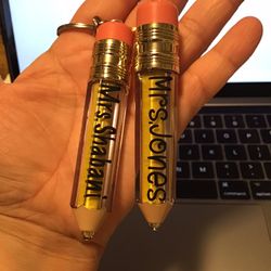 Pencil. Teacher Keychain - Personalized.  $8/ea