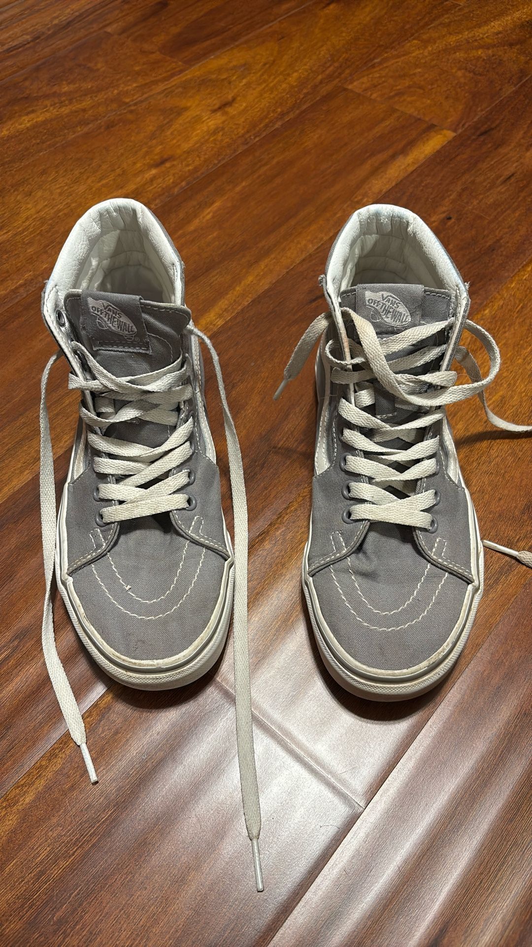 Gray And White Hi Vans