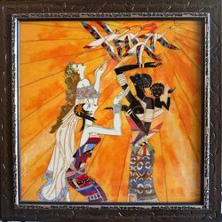 Lot of 6 Cloisonné enamel painting, an intricate art form where colored enamels are separated by thin metal wires (cloisons)