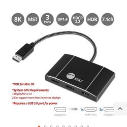 8K 1x3 DisplayPort* Make an offer 1.4 to 2 DisplayPort & HDMI MST Hub Splitter