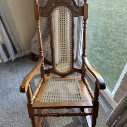 Hand-carved Honduran Mahogany Caned Rocking chair