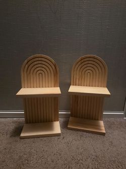 Wooden arch wall shelves