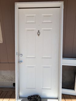 Heavy duty prehung front door and screen door with full glass slide windows