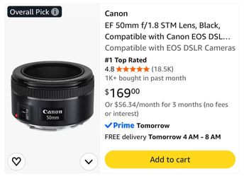 Canon Lens EF 50mm f/1.8 STM EOS DSLR CAMERAS
