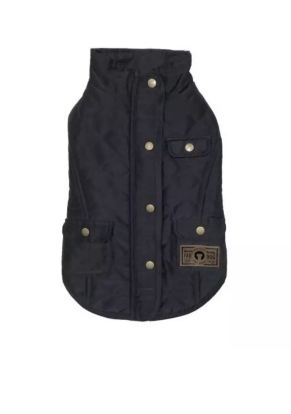 New FabDog Dog Jacket Quilted Lined 16" For Medium To Large Dog Size Large Black
