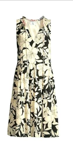 Jade by Johnny Was Juliette 100% Silk Tiered Dress Floral Black Size S