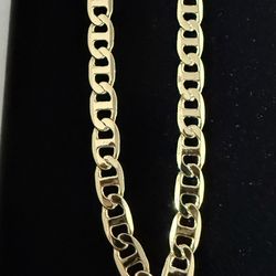 Unisex 22in Chain Gold Plates Sterling Silver