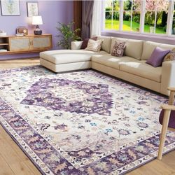 Amearea Vintage Design Area Rugs for Living Room, 6x9 Machine Washable Floral Collection Traditional Bedroom Rug, Low Pile Cute Kids Room Print Carpet