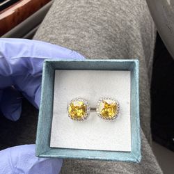 Yellow Stone Earrings Push Back