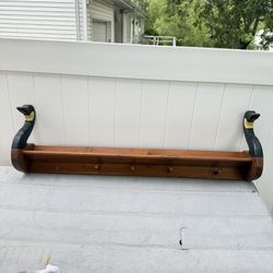 51” Vintage Wall Mounted Coat Rack With Shelf