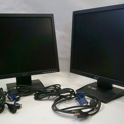 X 2 - 17" LCD Acer Monitors w/VGA cables and Power cords