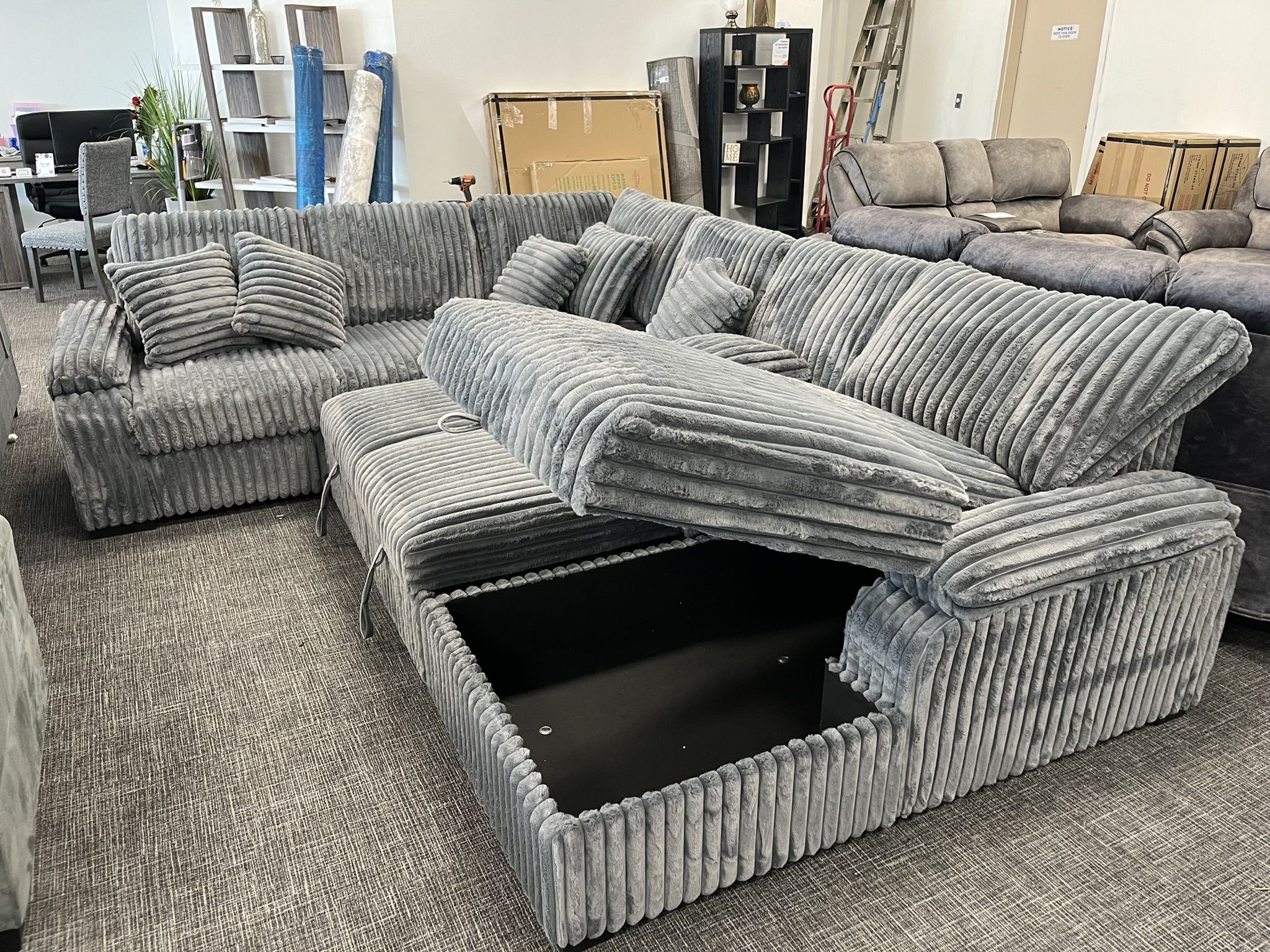 Gray Corduroy Sectional w/ Sleeper + Storage β $1,799! ποΈποΈ