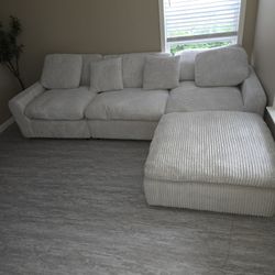 Beige Corduroy  Couch  with OTTOMAN  "NEW"