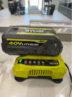 RYOBI 40v 4AH BATTERY AND 40V CHARGER