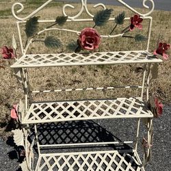 3-Tier Metal Shelving-Floral Design