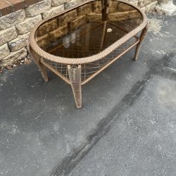 Wicker Glass Top Coffee Table
