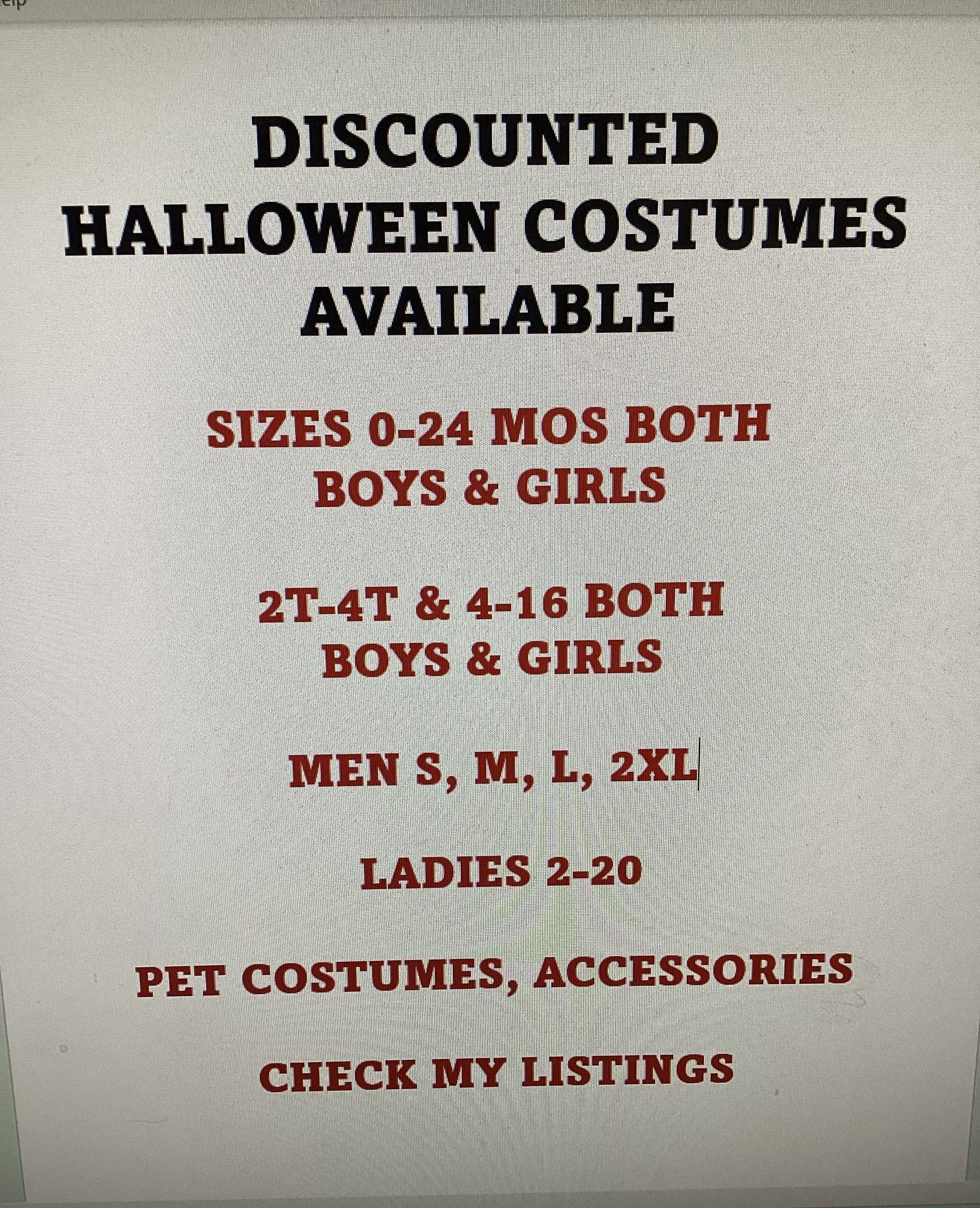 Halloween Costumes Available All Sizes All New. These Are Just A Sample