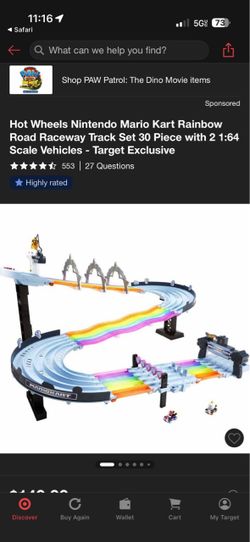 Hot Wheels Mario Kart Rainbow Road Raceway Track Set