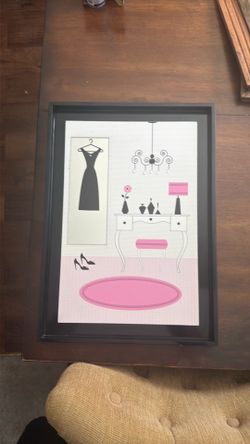 Pink and Black Artwork with Diamonds
