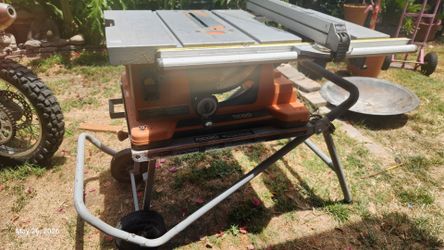 Rigid table saw with Work N Haul It work stand