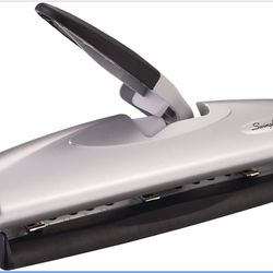 Swingline 3 Hole Punch, 20 Sheet Capacity Three Hole Puncher 3 Ring, Adjustable 2-7 Hole Paper Punch, LightTouch Low Effort, Black & Silver