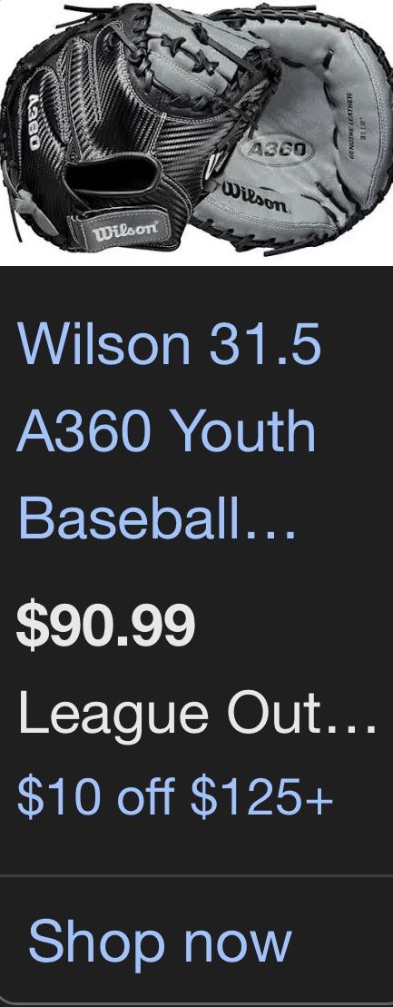 Youth Wilson a360 catchers mitt