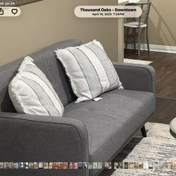 Gray Upholstered Loveseat