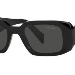 Prada PR 17WS 1AB5SO Womens Rectangle Sunglasses Black 49mm