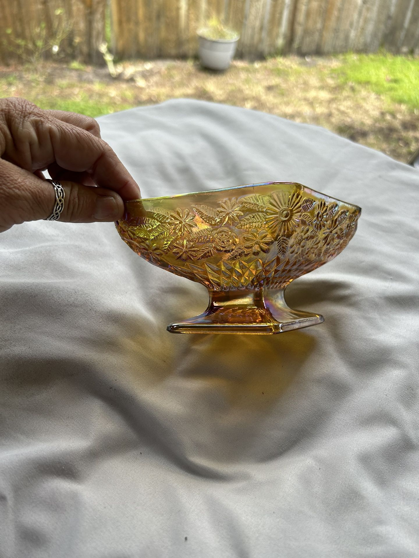 Carnival Glass Small Bowl Dish Unique Shape