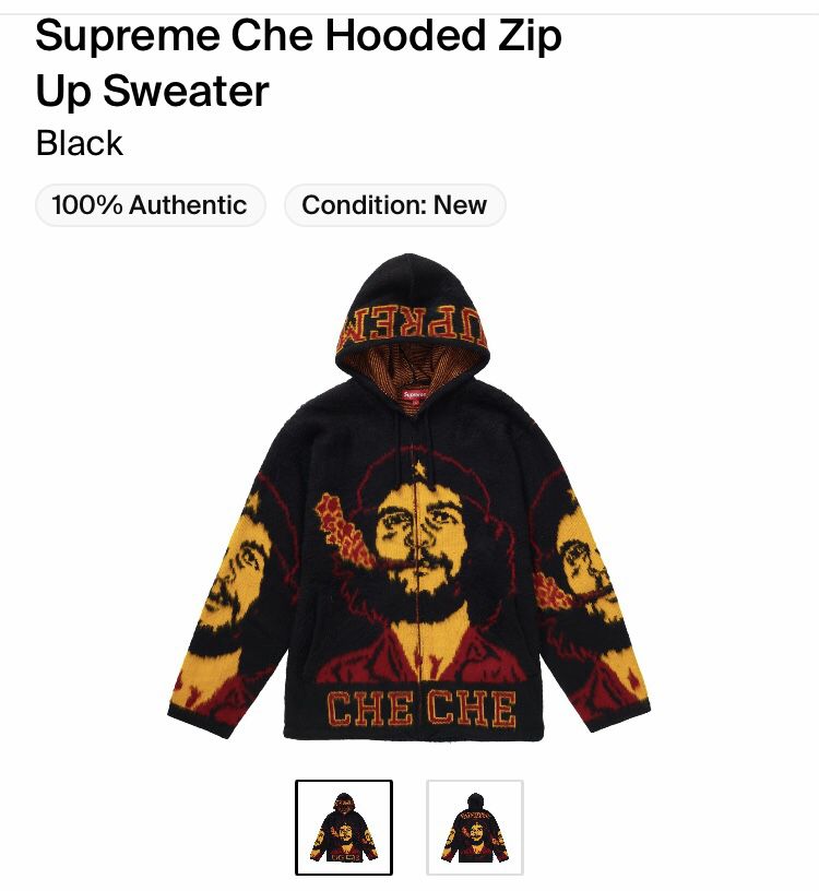 Supreme Che zip up hooded sweater size medium brand new