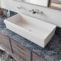 ALFI Brand AB36TR 36" White Above Mount Fireclay Bathroom Trough Sink (New Open Box