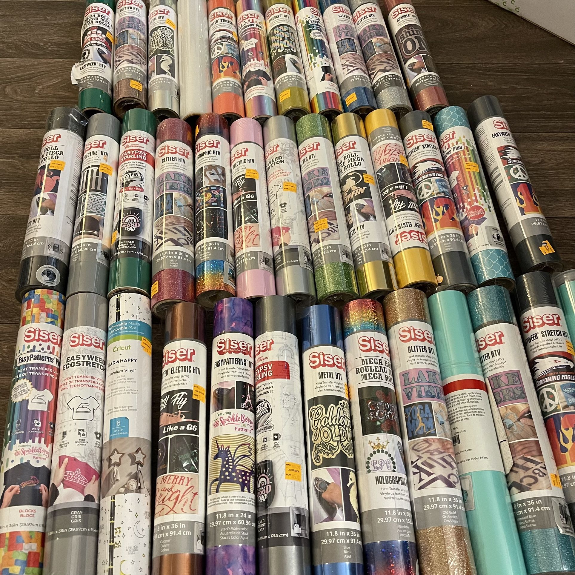 Cricut And Siser Vinyl And HTV Rolls HUGE LOT all NEW