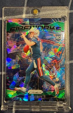 Drake Maye Rookie Panini Prizm Green Fireworks