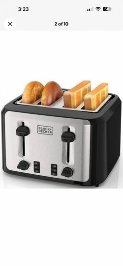 Black+Decker 4-Slice Toaster, Extra-Wide Slots & Drop-Down Crumb Tray, Black