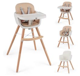 BabyJoy Convertible High Chair w/ Wooden Legs (HN)