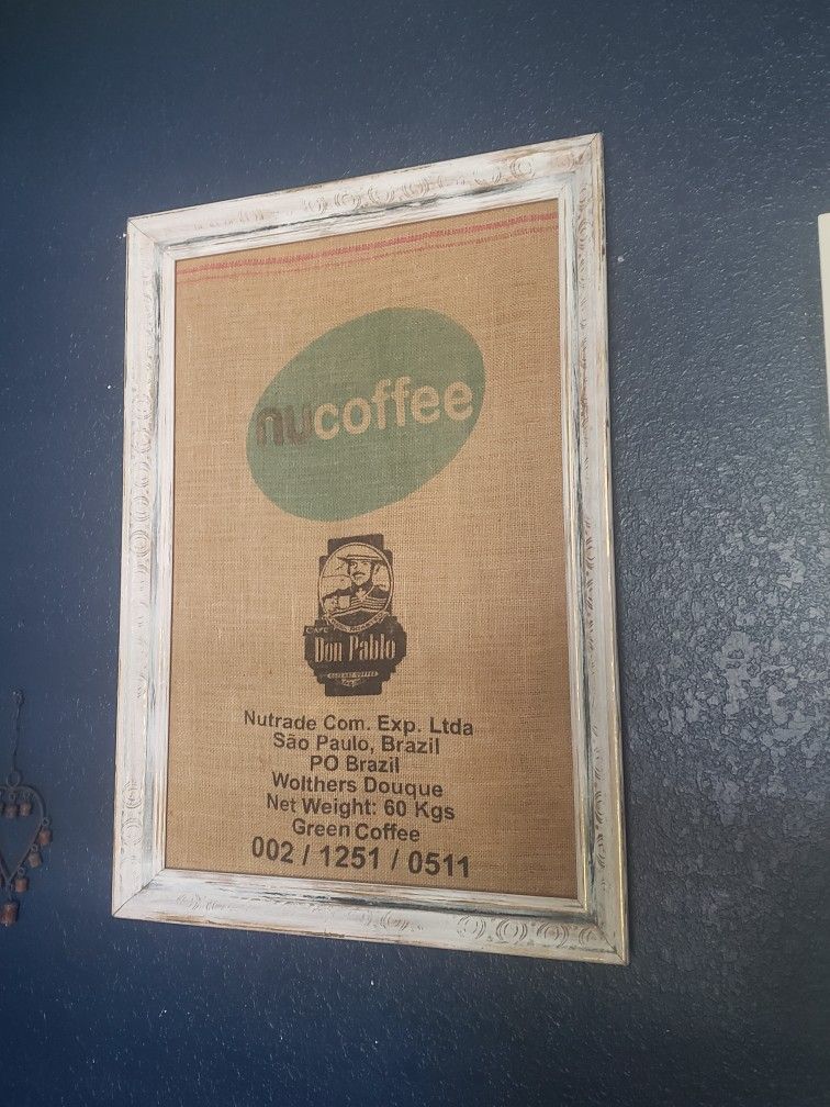 Extra Large Framed Coffee Bean Burlap Bag