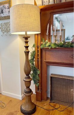 Resin Baluster Distressed Floor Lamp rustic farmhouse style