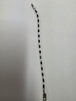 Elegant Black & Silver Tennis Bracelet