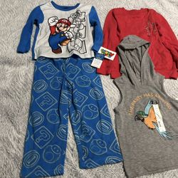 Mario Bros Pjs And Clothes Size 4t New