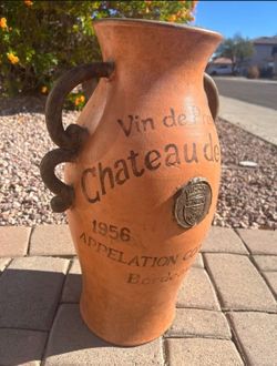 Vintage French Wine Pottery Floor Vase!