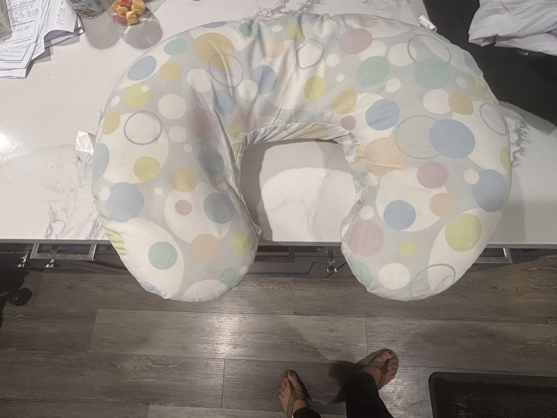 Boppy nursing pillow with cover $4 . Great condition . Pickup Bushard Yorktown Hb