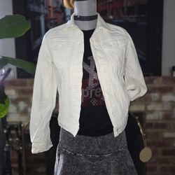 GAP 1969 Icon XS Denim Jacket Optic White 100% Cotton
