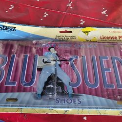 Elvis License Plate Sign Blue Suede Shoes vintage