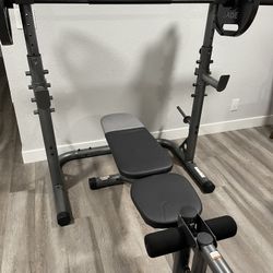 Bench press with weights and Olympic bar