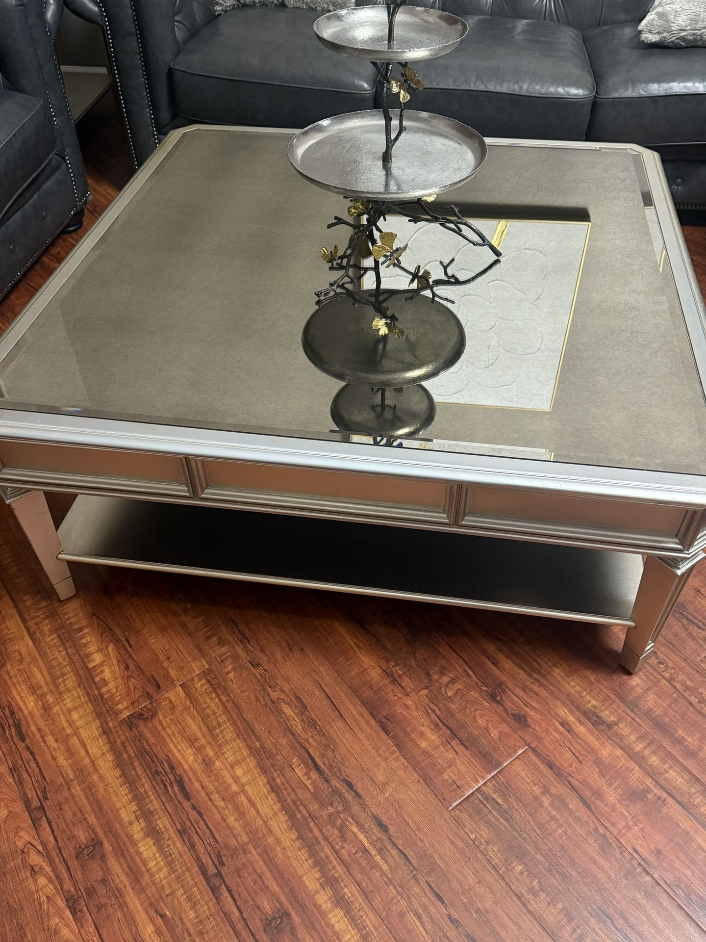  ⸻  Z Gallerie Mirrored Coffee Table & End Tables Set – Glam, Modern, Excellent Condition