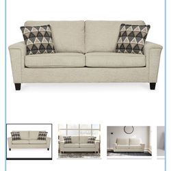 Ashley Furniture "Abinger" Sofa - Modern Textured Cream/Oatmeal